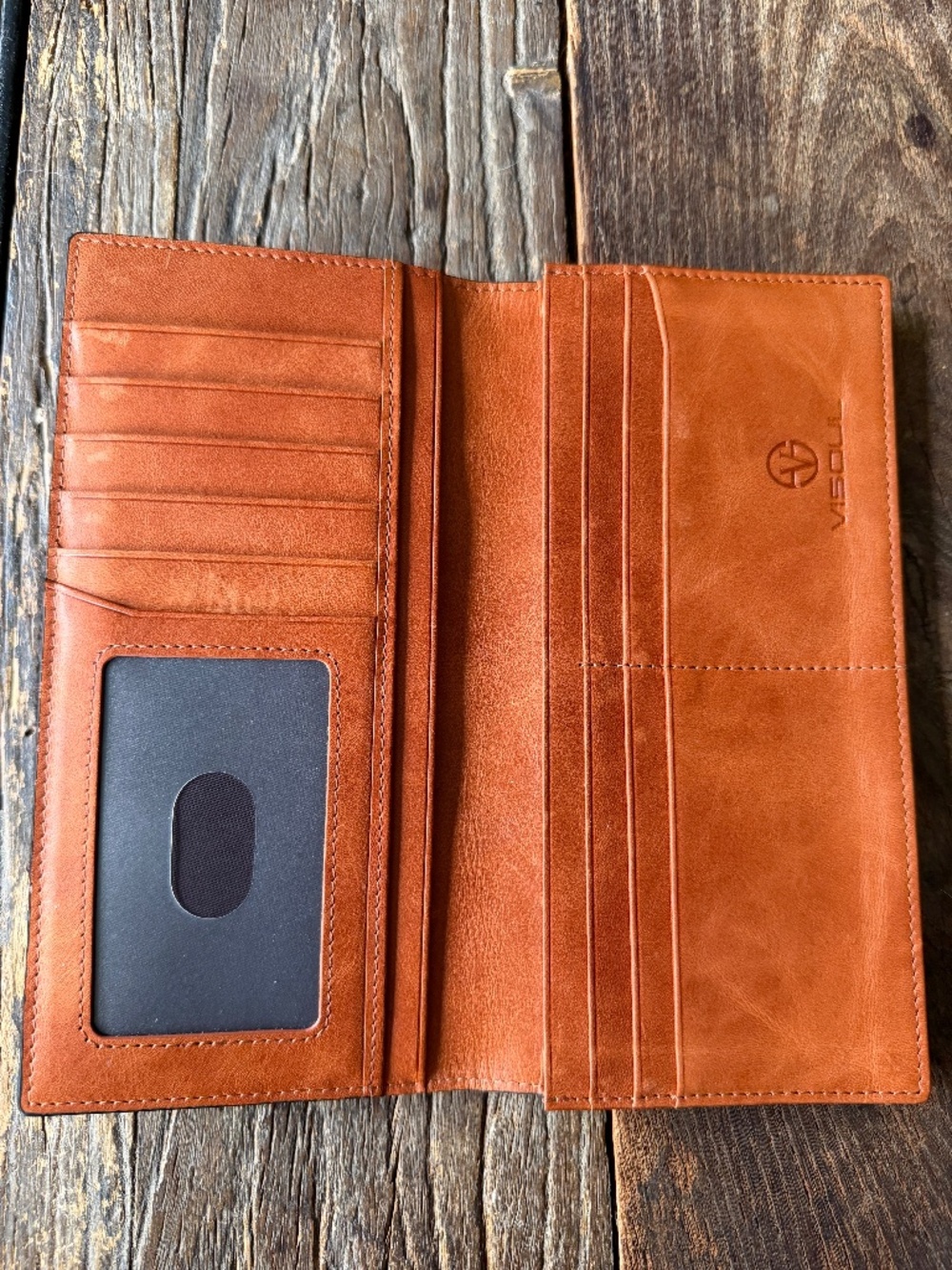 Visoul Mens Leather RFID Blocking Breast Wallet Checkbook Cover